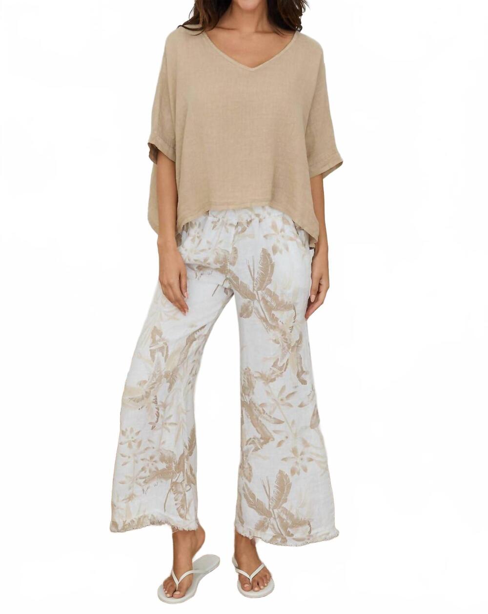 NEW MILIO MILANO women's dolman linen top in cashmere